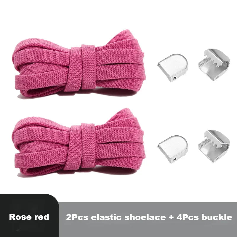 Flat Elastic Shoe Laces Sneakers No Tie Shoelaces for Shoes Tennis Quick Shoelace Clips Without Ties Shoe Accessories Kids Adult