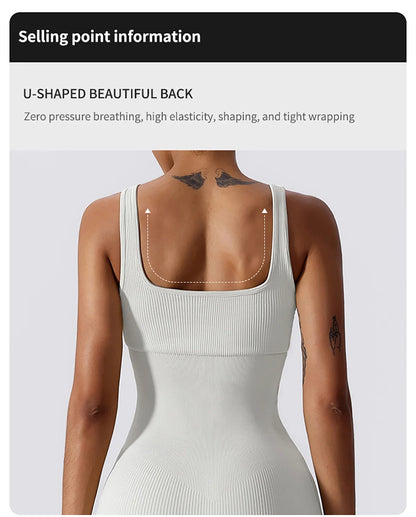 High Elastic Integrated Tight Fitting Jumpsuit Aerial Beauty Back Yoga Suit Seamless Jumpsuit for Women