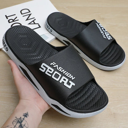 Big Size Men's Slippers Summer Sport Style Slides Anti-slip Thick Sole Breathable Fashion Slip-on Beach Leisure Sandals