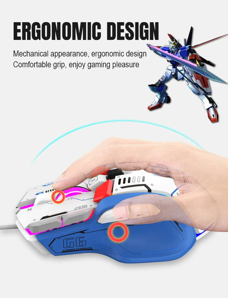 G6 Gaming Mouse Wired 128000DPI ChipA826 RGB Macro-programmable Ergonomic design superior for Gaming and Work