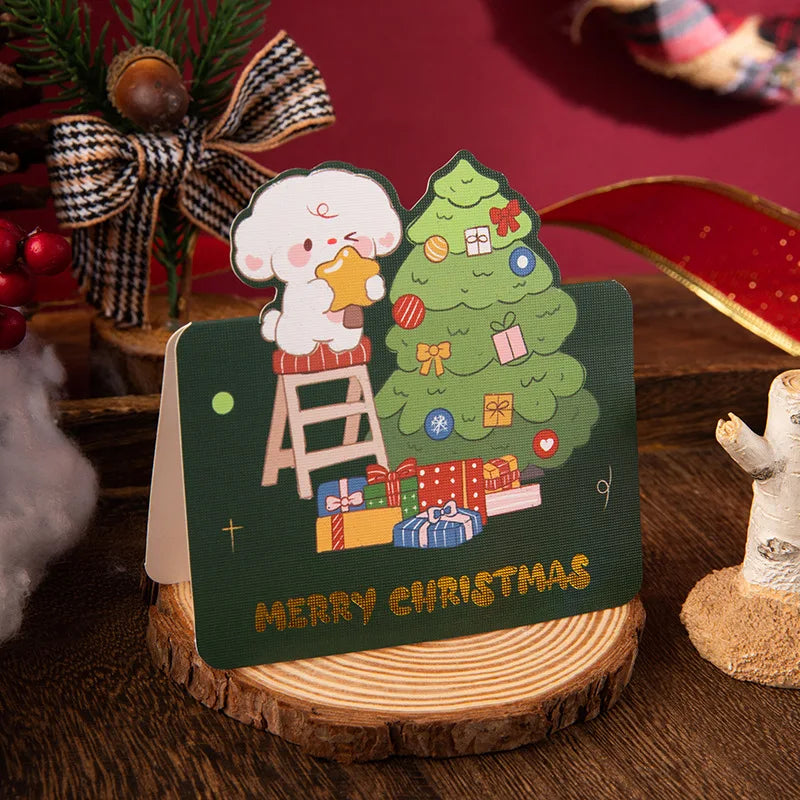 10pcs MIX Merry Christmas Greeting Card Santa Claus Snowman Custom Blank Cards Christmas Party Invitation Card New Year Gifts