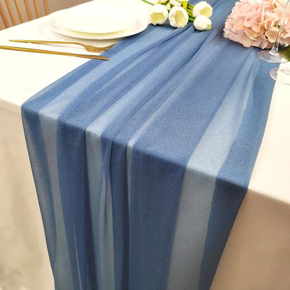 Chiffon Table Runner Sheer Fabric Silk for Boho Sheer Fabric Wedding Arch Overlay Draping Decoration Birthday Party Table Decor