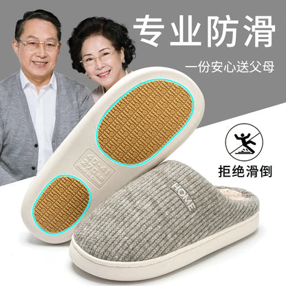House Fuzzy Slipper Women Striped Winter Warm Fur Plush Non Slip Grip Indoor Lazy Soft Female Thermal Home Shoe Flat Male Men