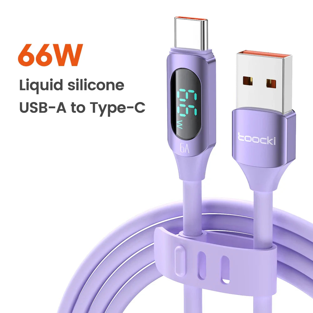 Toocki Silicone USB Type C to USB C Cable PD 100W Fast Charge  for Macbook Samsung Huawei Xiaomi Type C to Type C Cable Display