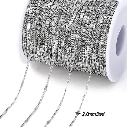 No Fade 2Meters Stainless Steel Chains Gold Color Lips Beads Beaded Chain for Jewelry Making DIY Necklace Bracelet Accessories