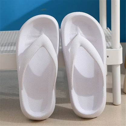Rimocy Soft Sole EVA Women's Flip Flops 2023 Summer Beach Non-slip Cloud Slippers Women Thick Platform Clip Toe Bathroom Slides