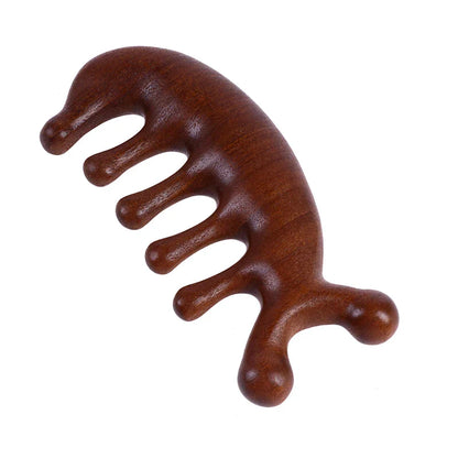 Body Meridian Massage Comb Sandalwood Five Wide Tooth Comb Acupuncture Therapy Blood Circulation Anti-static Smooth Hair