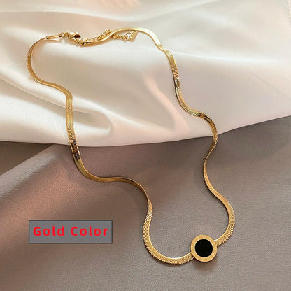 Classic Fashion Stainless Steel Roman Digital Wafer Pendant Necklace 2025 Fashion Jewelry Christmas Party Women's Sexy Necklace