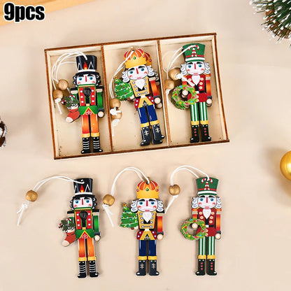 Christmas Nutcracker Soldier Wooden Pendant Xmas Tree Hanging Ornaments 2024 Navidad Decoration for Home 2025 New Year Gifts