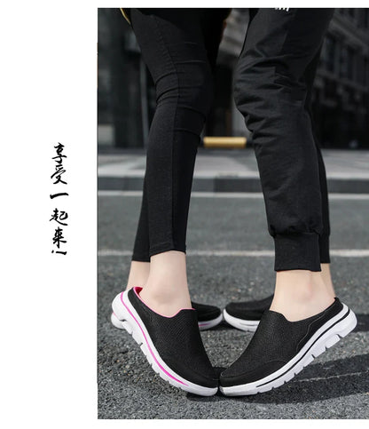 2024 Summer new breathable mesh shoes outdoor non-slip walking shoes comfortable sandals men half slippers casual loafers 35-48