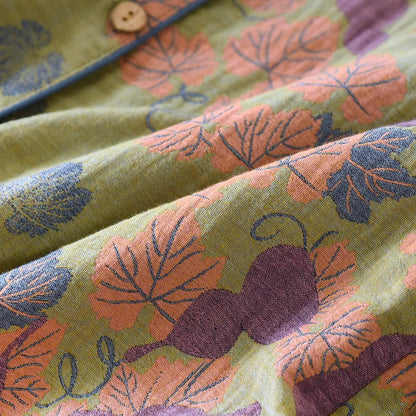 Japanese Spring and Autumn New Women's Pajama Set 100% Cotton Vintage Long Sleeved Pants Two Piece Set for Home Furnishings