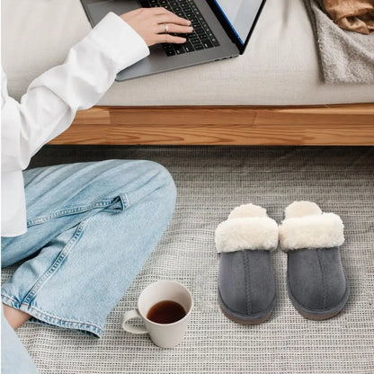 Comwarm Fluffy Winter Slippers For Women Furry Fuzzy Home Shoes Faux Fur House Plush Slippers Indoor Warm Comfy Mute Flats Slide