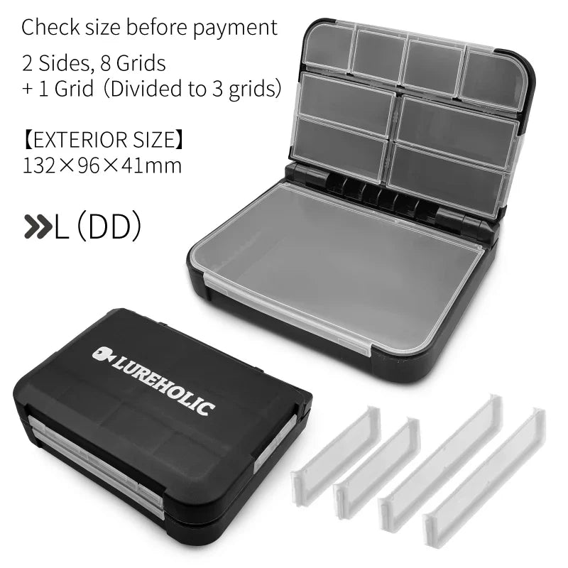 LUREHOLIC Fishing Tackle Boxes for Lure Accessories Storage Snap, Swivel, Jig Head, Hooks, Aji Lure Baits,Tungsten Weights, etc