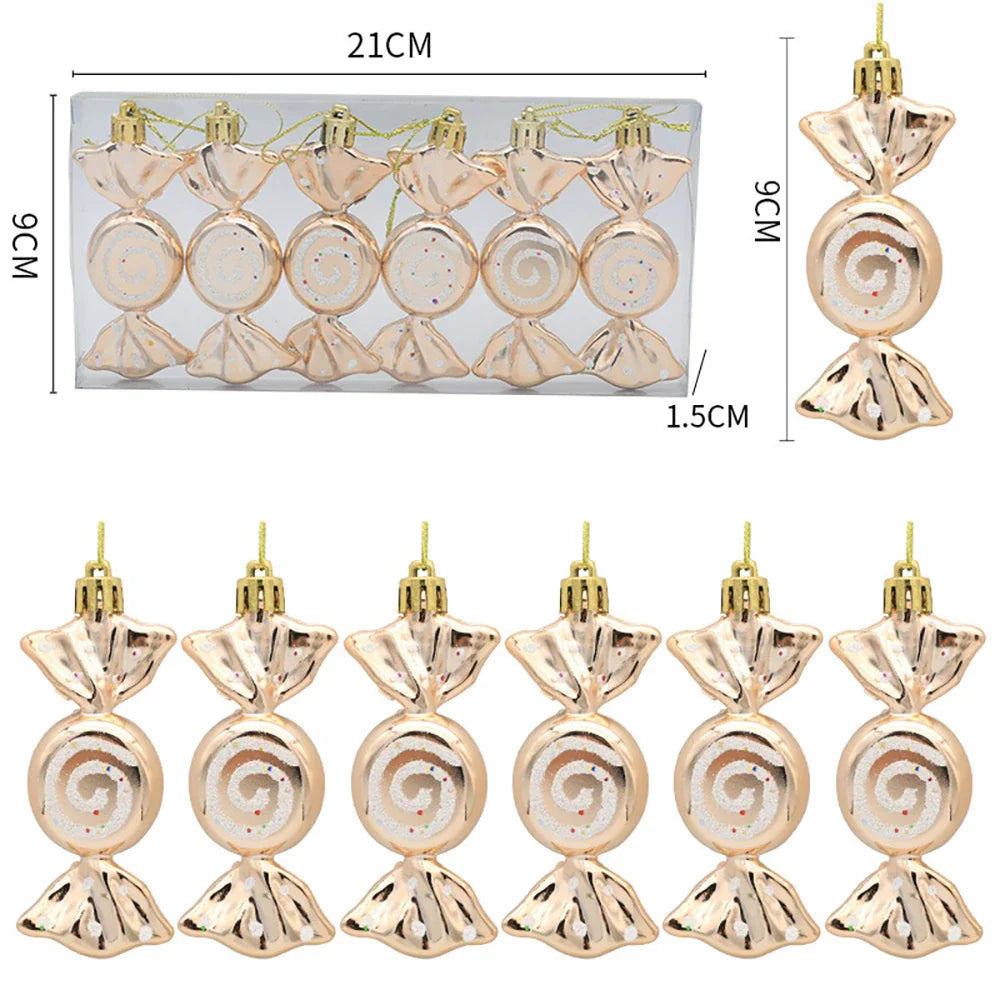 Candy Decorations for Christmas Tree,Red And Gold Candy Cane,Pine Cones,Christmas Home Decoration 2025,Xmas Tree Ornament