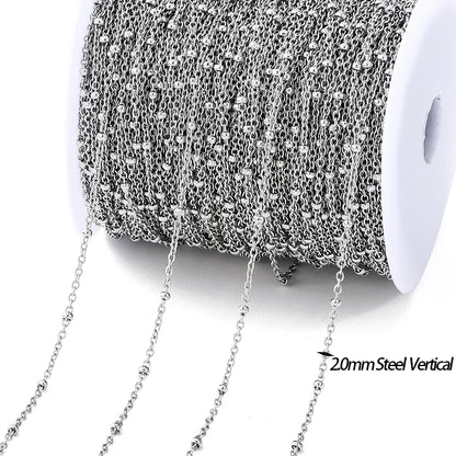 No Fade 2Meters Stainless Steel Chains Gold Color Lips Beads Beaded Chain for Jewelry Making DIY Necklace Bracelet Accessories