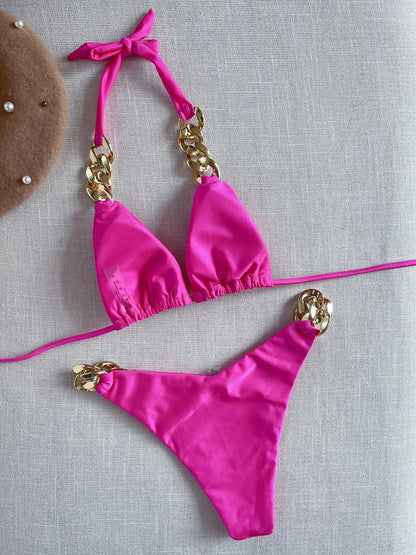 RUOTONGSEPT New Sexy Bikini 2023 Triangle Bathing Suit for Women Brazilian  Bikini Set 2-piece Halter Swimwear Push Up Swimsuit