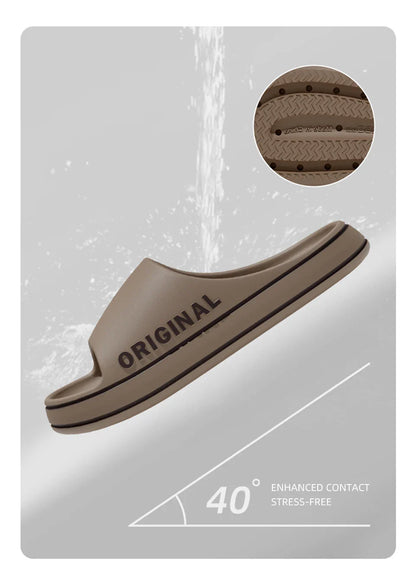 Feslishoet Women Letter Slippers Beach Slides Solid Color Mens Thick Sole Indoor Bathroom Anti Slip Shoes Summer Couple Sandals