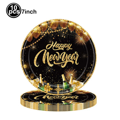 Happy New Year 2025 Balloons Gold Number 2025 Foil Balloons Happy New Year Letters Balloon Banner Gold New Years Eve Party Decor