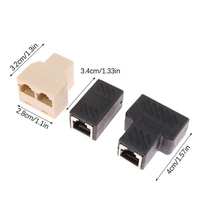 RJ45 1 To 1/2 LAN Ethernet Network Cable Female Splitter Adapter Connector Splitter Extender Plug Network Tee Head Connection