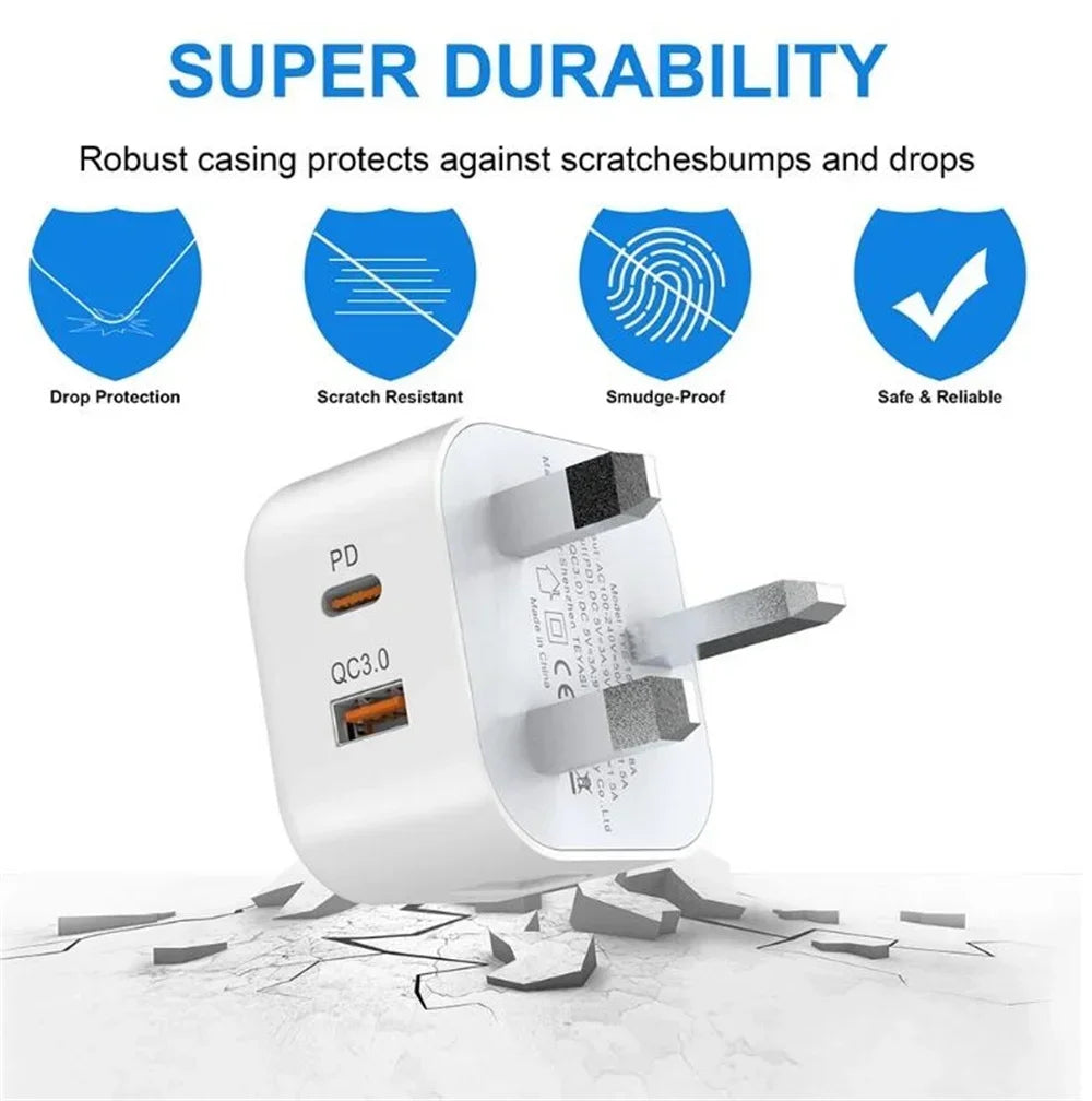 EU US UK 20W Dual Ports Type c USB C PD Wall Charger Fast Quick Charging Power Adapters For IPhone 11 12 13 14 15 Samsung htc lg