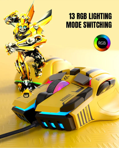 G6 Gaming Mouse Wired 128000DPI ChipA826 RGB Macro-programmable Ergonomic design superior for Gaming and Work
