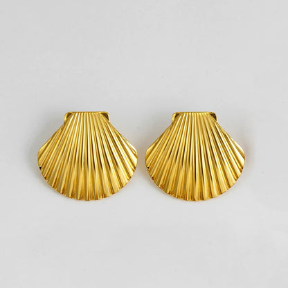 Vintage Stainless Steel Gold Plated Texture Snail Conch Shell Earrings for Women CZ Zircon Starfish Earring Beach Jewelry Gifts