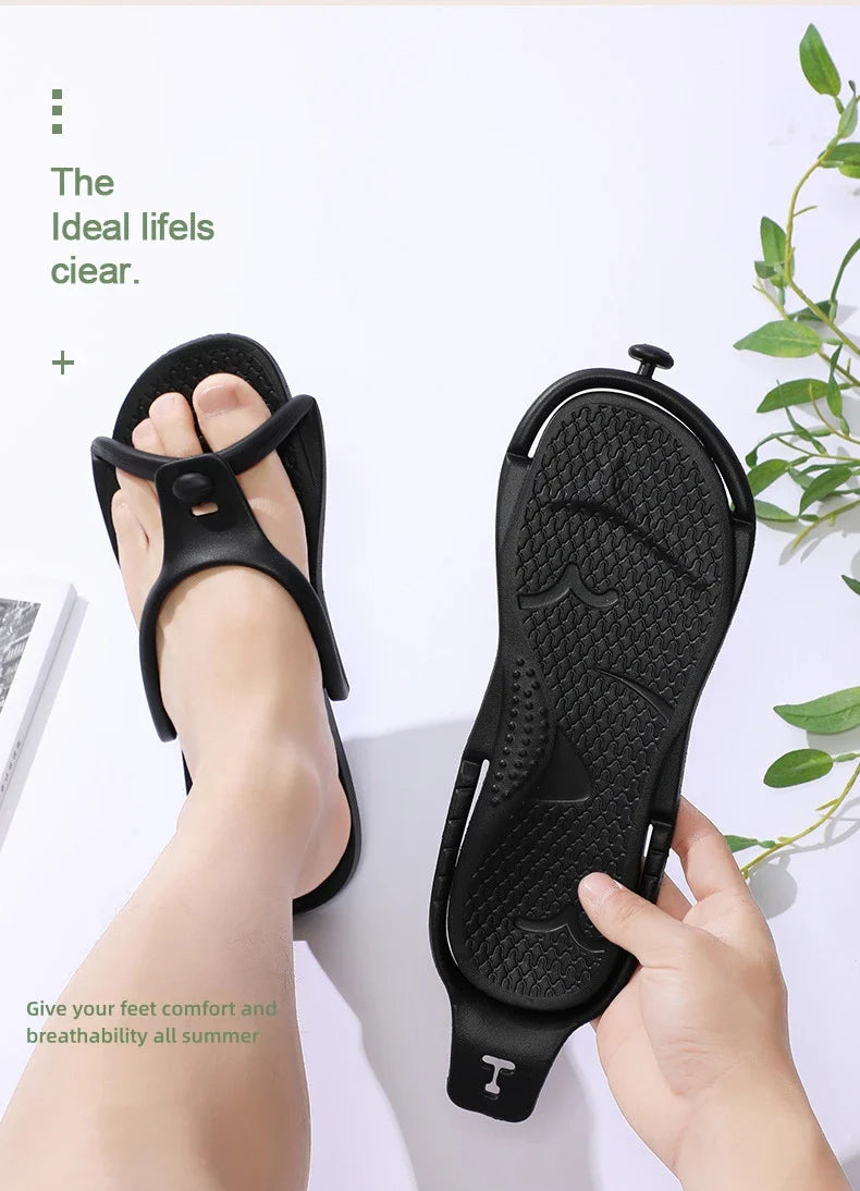Folding Slippers Trip Travel Portable Slides Women Men Light Home Hotel Salon Homestay Guest Use Sandals Bathing Beach Shoes
