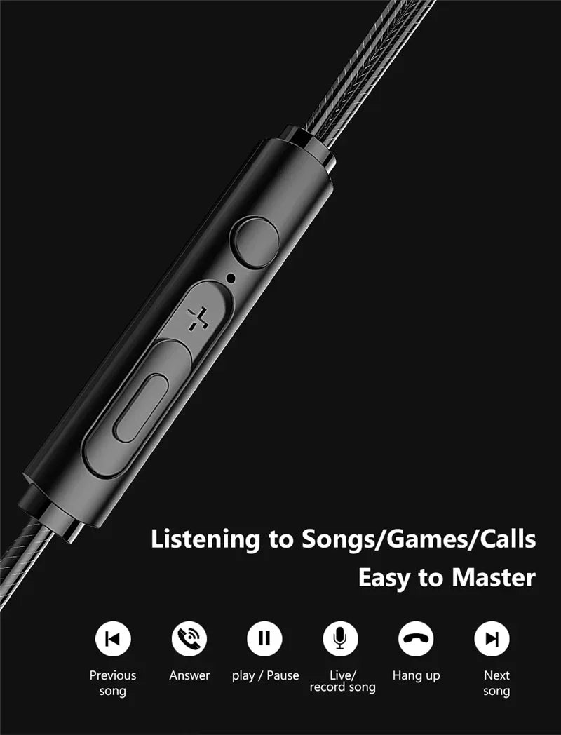 HIFI 6D Surround Bass In-Ear Wired Headphones 3.5mm Type C Earphone Sports Waterproof Gaming Headset Handfree Earbuds with Mic