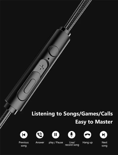 HIFI 6D Surround Bass In-Ear Wired Headphones 3.5mm Type C Earphone Sports Waterproof Gaming Headset Handfree Earbuds with Mic