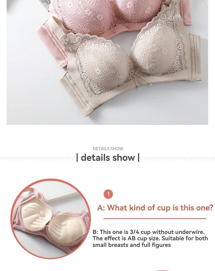 8cm Thickened Non-empty Cup Underwear Small Chest Gather Anti-sagging Hand-cup Bra Adjustable Bra Women