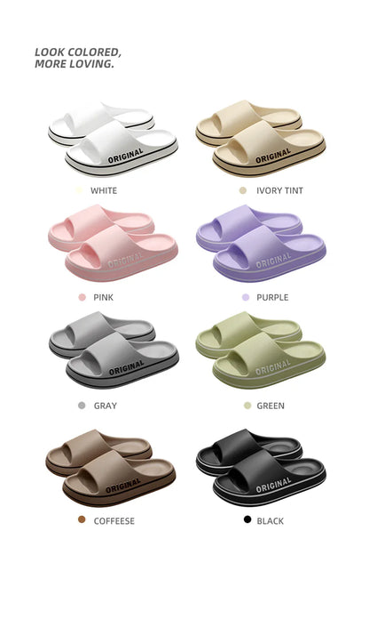 Feslishoet Women Letter Slippers Beach Slides Solid Color Mens Thick Sole Indoor Bathroom Anti Slip Shoes Summer Couple Sandals