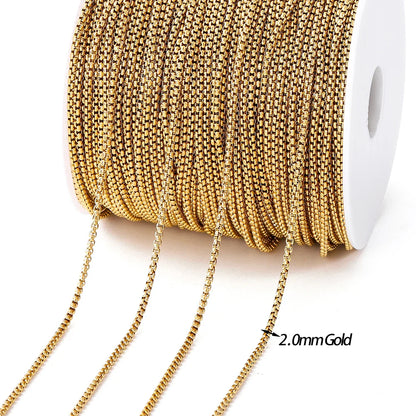 No Fade 2Meters Stainless Steel Chains Gold Color Lips Beads Beaded Chain for Jewelry Making DIY Necklace Bracelet Accessories