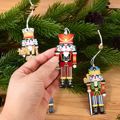 Christmas Nutcracker Soldier Wooden Pendant Xmas Tree Hanging Ornaments 2024 Navidad Decoration for Home 2025 New Year Gifts