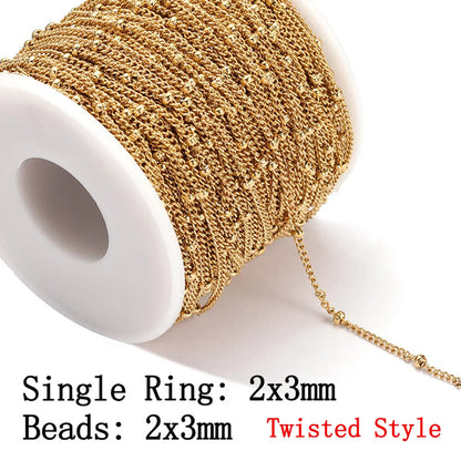 No Fade 2Meters Stainless Steel Chains for Jewelry Making DIY Necklace Bracelet Accessories Gold Chain Lips Beads Beaded Chain