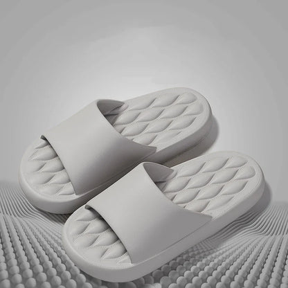 Men's Summer Slippers EVA Indoor Bathroom Thick Sole Diamond Check Massage Sensation Beach Non-slip Ladies Comfort Flat Shoes