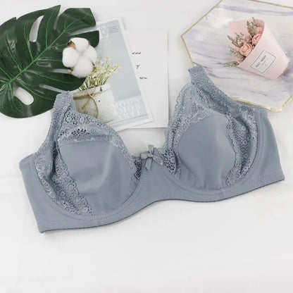 Beauwear Women Floral Lace Bras Perspective Underwire Bra Sexy Lingerie Plus Size Bralette Large Cup 36-46 E