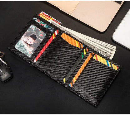 Men Smart Wallet Credit Card Holder for AirTag Carbon Fiber Aluminum Automatic Pop Out Cardholder Case with Money Clip