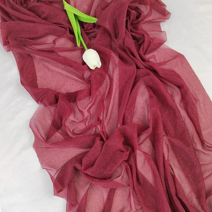 Chiffon Table Runner Sheer Fabric Silk for Boho Sheer Fabric Wedding Arch Overlay Draping Decoration Birthday Party Table Decor