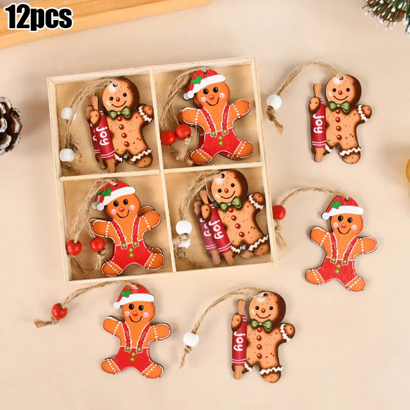 Christmas Nutcracker Soldier Wooden Pendant Xmas Tree Hanging Ornaments 2024 Navidad Decoration for Home 2025 New Year Gifts