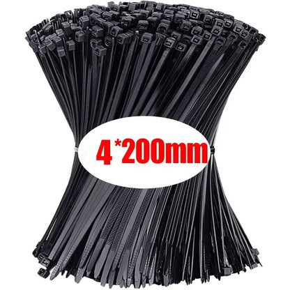 500/100Pcs Wholesale Plastic Nylon Cable Ties Self-locking Cord Straps Adjustable Cables Fastening Loop Home Office Wire Zip Tie