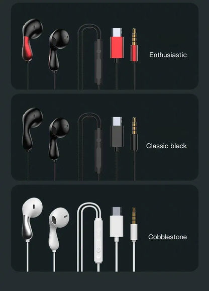 Wired Earphone 3.5mm AUX/Type C HiFi Surround Heavy Bass With MIC In-Ear Game Music Headsets For Samsung Huawei Xiaomi iPad PC