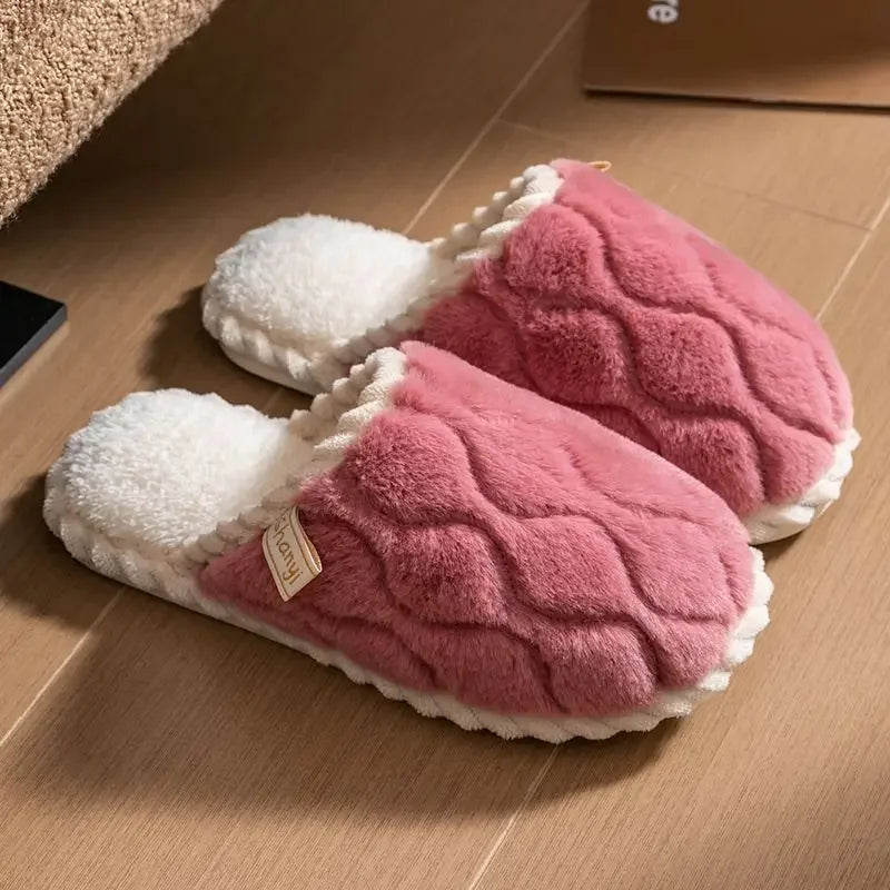 Cotton Slippers for Women Suitable for Spring Autumn Living Indoor Anti Slip Home Warm Home Couple Winter Furry Men Slippers