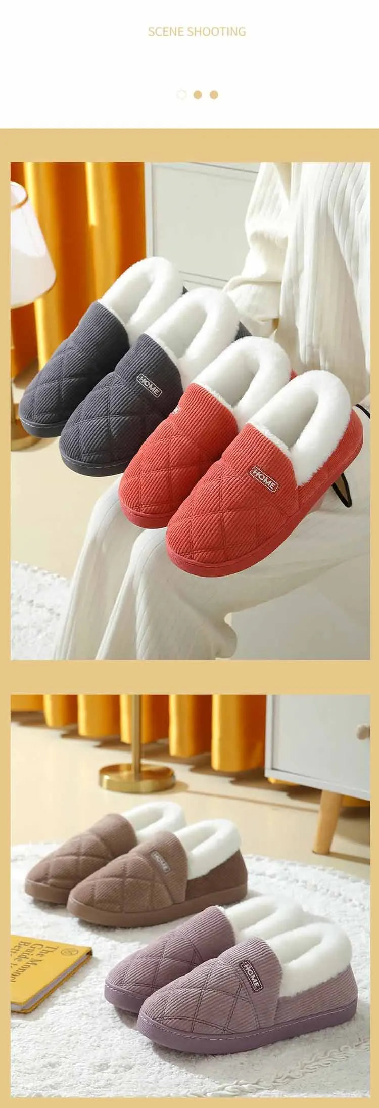 Eyriphy Winter Warm Plush Slippers Women Comfort Warm Cotton Shoes Soft Sole Indoor Outdoor Bedroom Slides Female Lovely Slipper