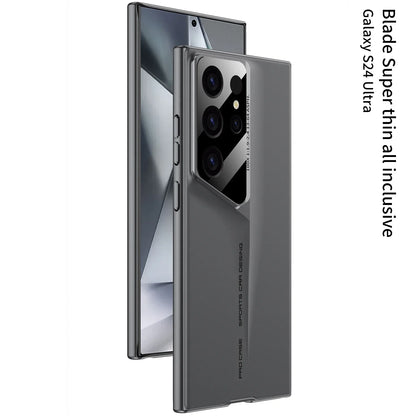 Ultrathin Blade Mecha Hard PC Matte Phone Case For Samsung Galaxy S24 S23 S22 Ultra Lens Protection Frosted Shockproof Cover