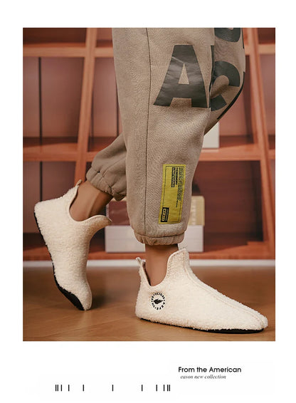 Winter Slippers Men Couples Slippers Non-slip Warm Women and Men Slipper Indoor Soft Shoes Comfortable Flat Home Cotton Shoe