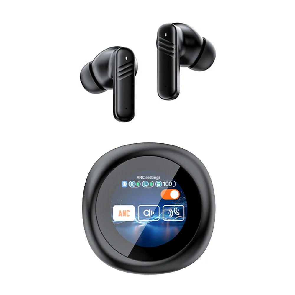 New Full Touch Screen Headphones ANC Bluetooth 5.4 Noise Cancelling Earphones HiFi Stereo Wireless In-Ear ENC Earbuds With Mic
