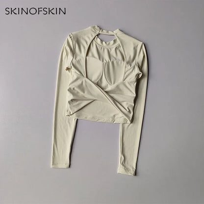 Sexy Back Sports Top for Women Autumn and Winter New Style Big Backless Yoga Suit Spicy Girl Long Sleeved Fitness T-shirt