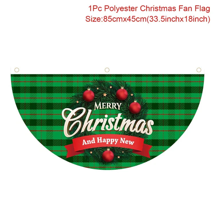 Christmas Fan-shaped Flag Banner Christmas Decoration for Home 2024 Christmas Ornament Xmas Navidad Noel Gift New Year 2025