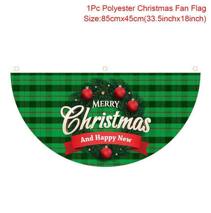 Christmas Fan-shaped Flag Banner Christmas Decoration for Home 2024 Christmas Ornament Xmas Navidad Noel Gift New Year 2025
