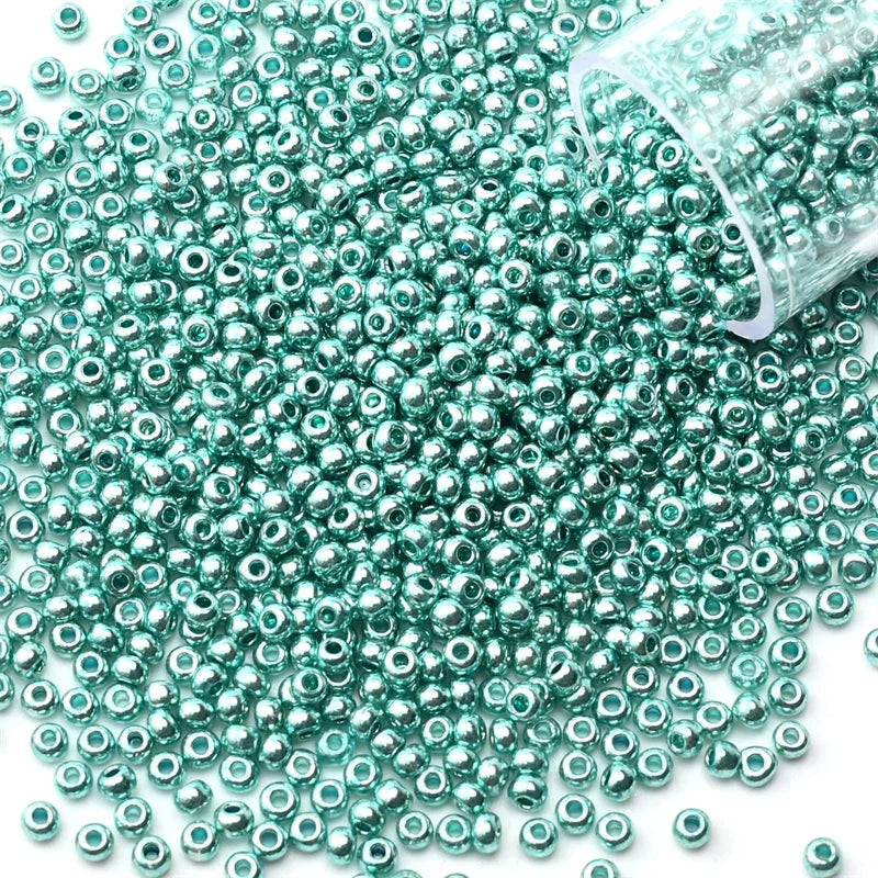 12Grams/Tube 2mm Metallic Seed Beads Japanese Round Glass Seedbeads For DIY Needlework Dress Adornment Sewing 1200pcs